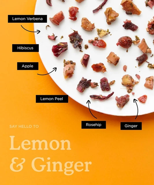 LEMON AND GINGER Tea - Rolled Whole Leaves, Not Dust, 15 Proper Tea ...