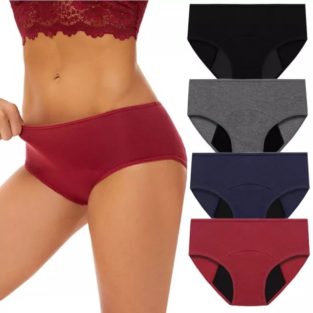 4 PACK LEAK Proof Menstrual Panties Women Period Underwear Plus Size Sexy  Briefs $21.84 - PicClick