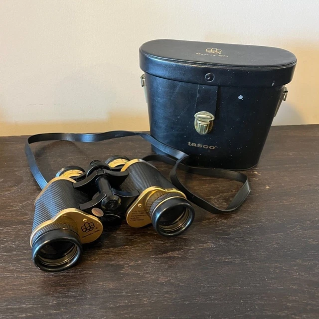 Vintage Tasco Binoculars 1976 Montreal Olympics 7x35 Wide Angle w/ Leather Case
