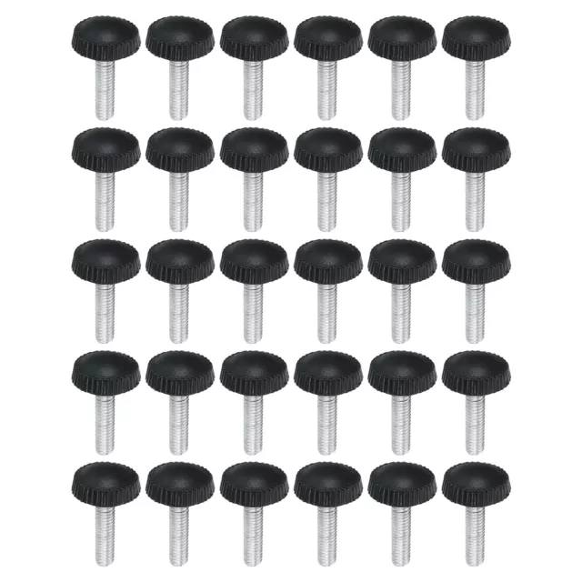 30pcs M4x16mm Knurled Thumb Screw Clamping Screw Knobs Grip Bolt Fasteners Black