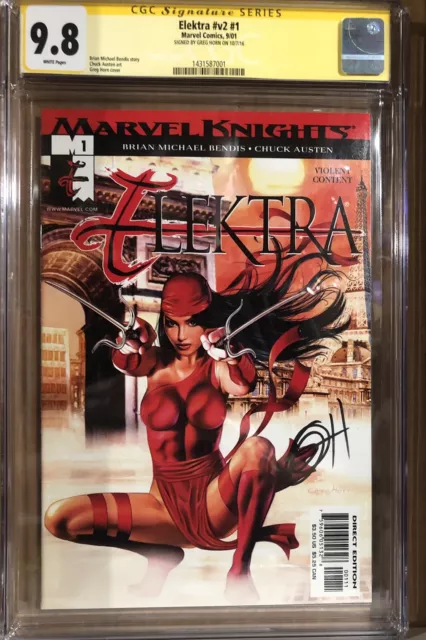 Elektra V2 1 Cgc Ss 9.8 White Pages Signed Greg Horn Sexy Cover
