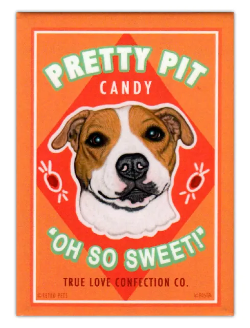 Retro Dogs Refrigerator Magnets - Pit Bull Confection (Pitbull) - Ad Art