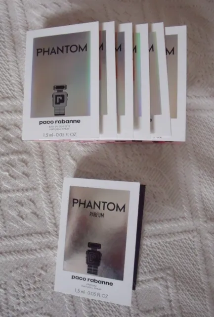 Lot flacons tubes Miniatures  6 argent + 1 noir parfum Phantom de Paco Rabanne