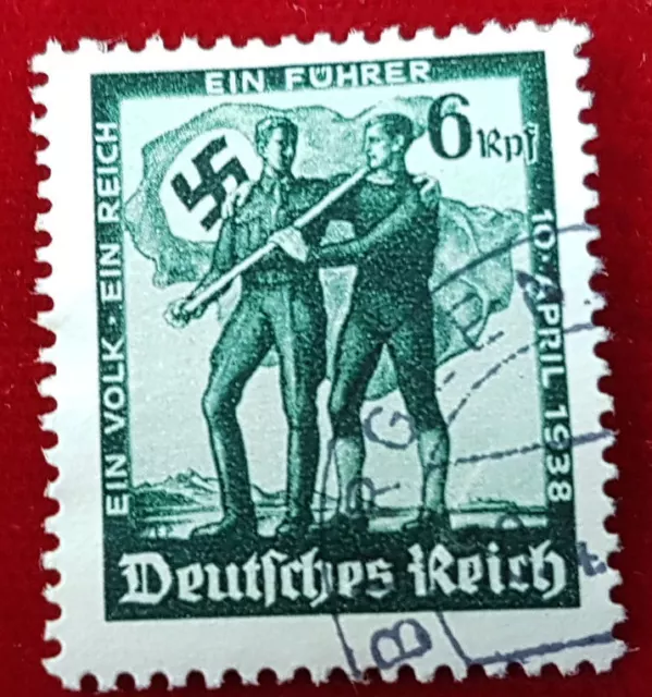 Deutsches Reich 1938 6 Pfennig Ein Volk Ein Reich 10 April 1938 662 (1B7)