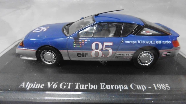 Voiture Miniature Alpine V6 Europa Cup 1985 - Échelle 1:43 - Marque Eligor - Bleu - Occasion