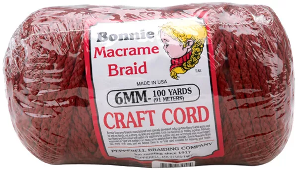 Pepperell Bonnie Macrame Craft Cord 6mmX100yd-Wine BB6-100-018