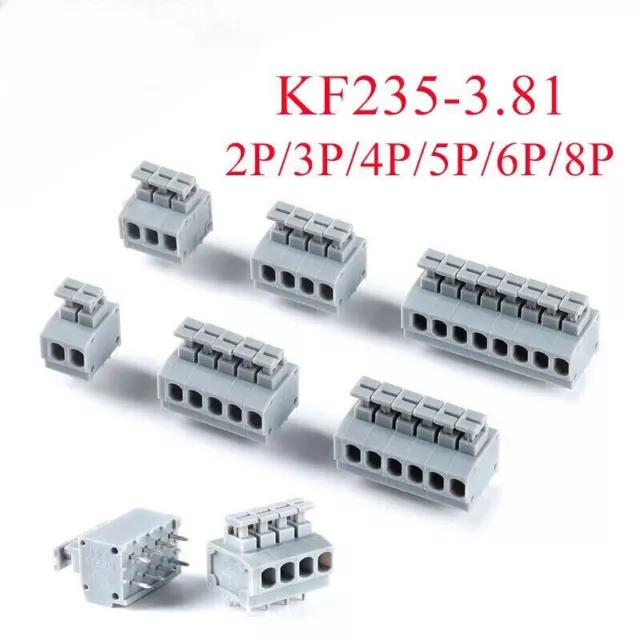 10Pcs Kf235-3.81mm Spring Push Type Terminal Block 2p 3p 4p 5p 6p 8p Screw Free