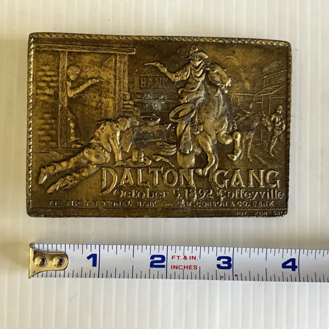 4" Old Brass Belt Buckle Dalton Gang Robbery 1892 Coffeyville 1St National Bank