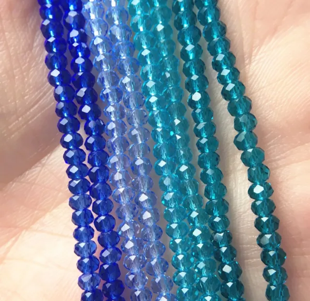 2/4mm Blau Mix Glasperlen 400Stück Facettierte Kristall |DIY Schmuck Set Basteln