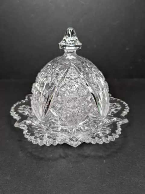 Vintage EAPG Imperial Glass #474 La Rochelle Cosmos Covered Butter Cheese Dish