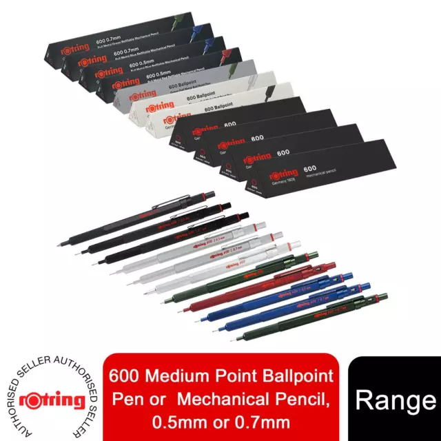 Rotring 600 Medium Point Ballpoint Pen or Mechanical Pencil 0.5mm or 0.7mm