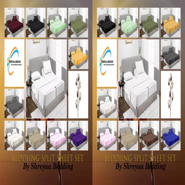 Ultimate 5 PCs Split Sheet Set 1000TC Egyptian Cotton Multi Colors Select Size