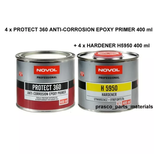 4x NOVOL PROTECT 360 KORROSIONSSCHUTZ EPOXY GRUNDIERUNG 400ml +4x HÄRTER H5950