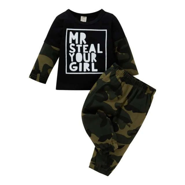 Newborn Baby Boys Camouflage Tracksuit Tops Pants Trousers Outfits Clothes Set