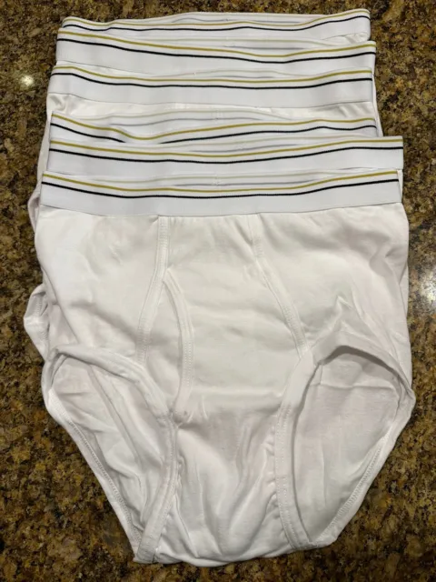 Stafford White Cotton Full-Cut Briefs Men’s 34  JCPenney Black Gold Band