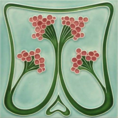 Art Nouveau Vintage Ceramic Tile Azulejo German Trivet Majolica Reproduction