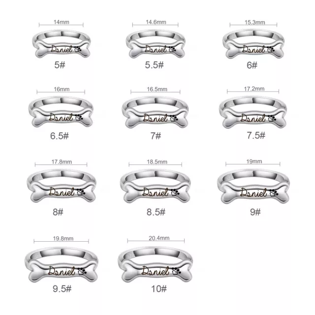 Personalized Name 925 Sterling Sliver Custom Ring For Dog Puppy Pet  Charm Gift
