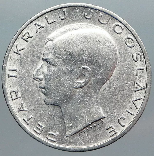 1938 YUGOSLAVIA King Peter II Eagle Antique VINTAGE Silver 20 Dinara Coin i89012