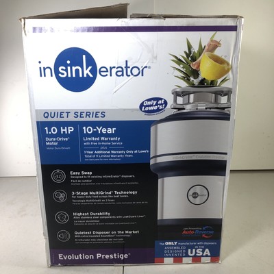 InSinkErator Evolution Prestige 1 HP Continuous Feed Garbage Disposal Read Descr