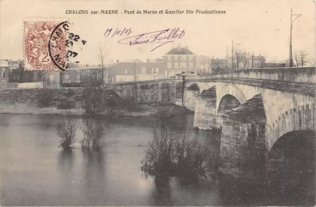 Cpa 51 Chalons Sur Marne Bridge De Marne Et Ste Prudentienne Quarter