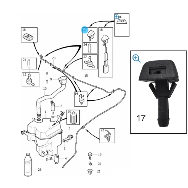 2Pcs Front Windscreen Wiper Washer Nozzle Jet Spray For Volvo C30 C70 S40 S70 3