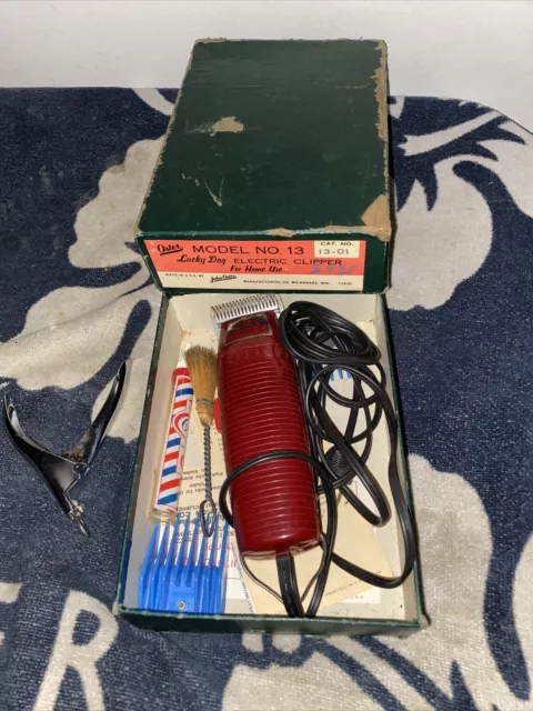 Vintage Oster Model 13 Lucky Dog Electric Clipper In Box Resco Nail Mix Lot