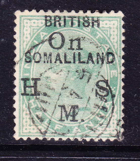 BRITISH SOMALILAND QV 1903 SG01 opt on 1/2a of India opt OHMS fine used cat£55