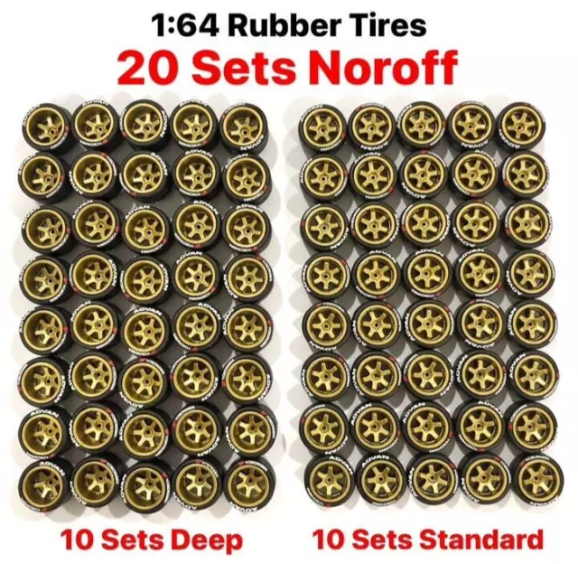 1:64 rubber tires & rims -  TE37 Offset at rear and normal at front - 20 sets