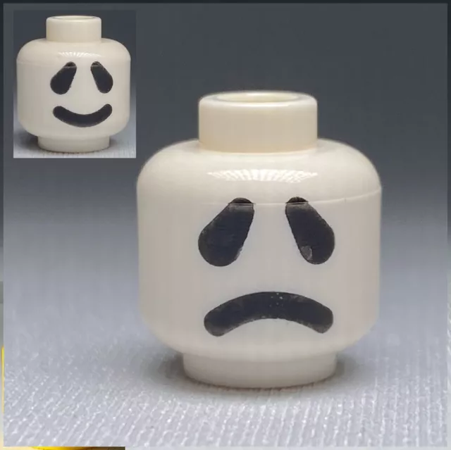 NEW GENUINE LEGO MINIFIG HEAD Ghost With Smile And Frown Style #3