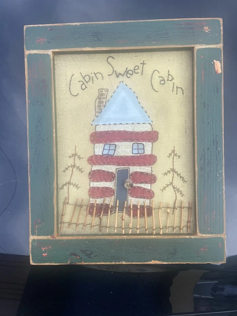 Cabin Sweet Cabin 3D Rustic Embroidered Lodge Sign Camping Wood Home Decor