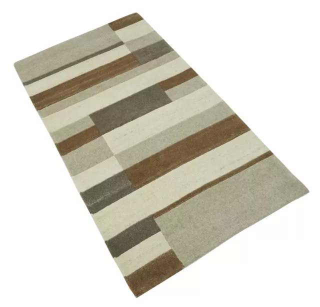 Nepal Tapis Noué à la Main Beige Gris Braun 90x160 CM Laine Tapis D'Orient N769