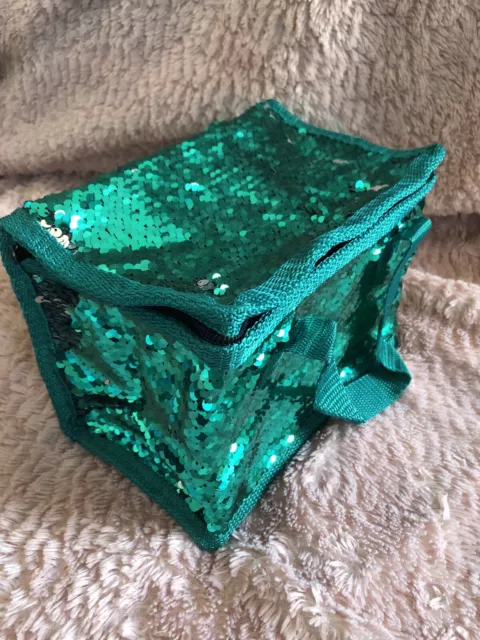 Bolsa/bolsa de almuerzo aislada verde y plateada nueva con etiquetas