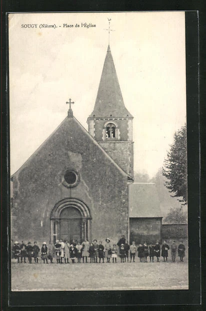 CPA Sougy, Place de l´Eglise 1915