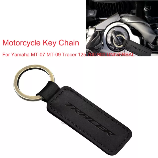 Leather Motorcycle Key Chain Ring For Yamaha MT07 MT-09 Tracer 125 700 900 Black