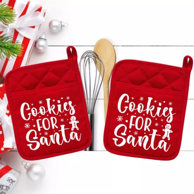 Cookies For Santa - Pot Holder - Oven Mitt - Hot Pad - Christmas - neo016red