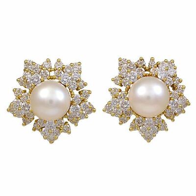 1.21ct Natural Round Diamond 14k White Gold Pearl Anniversary Stud Earring
