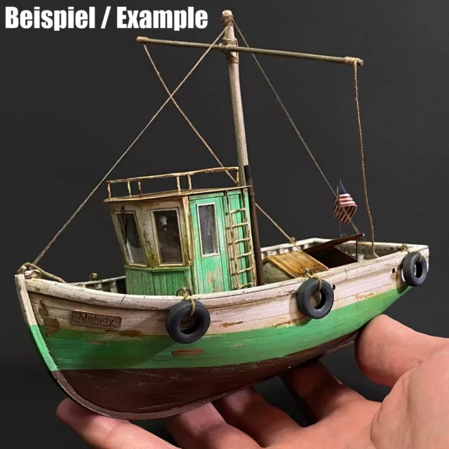 Fischerboot 1:35 Laser Cut Bausatz aus Holz zum selberbauen + 3D Miniaturen