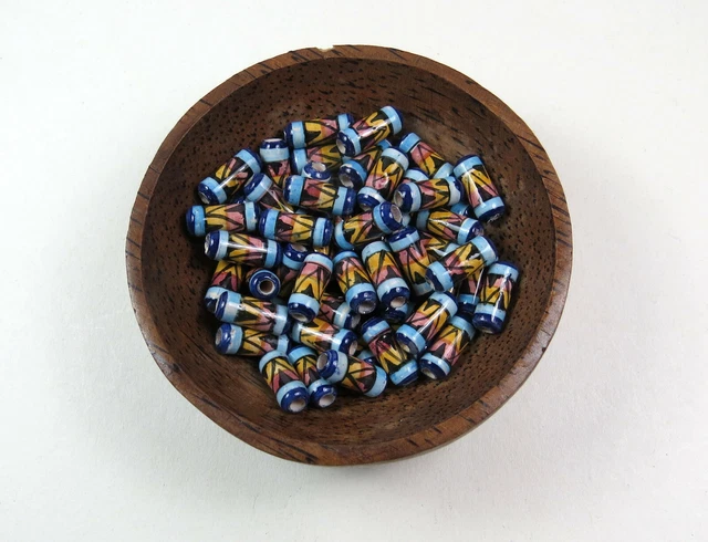 Perlen  Keramikperlen bunt Zylinder 18x7mm Bastelschmuck Loch 2mm Handarbeit NEU