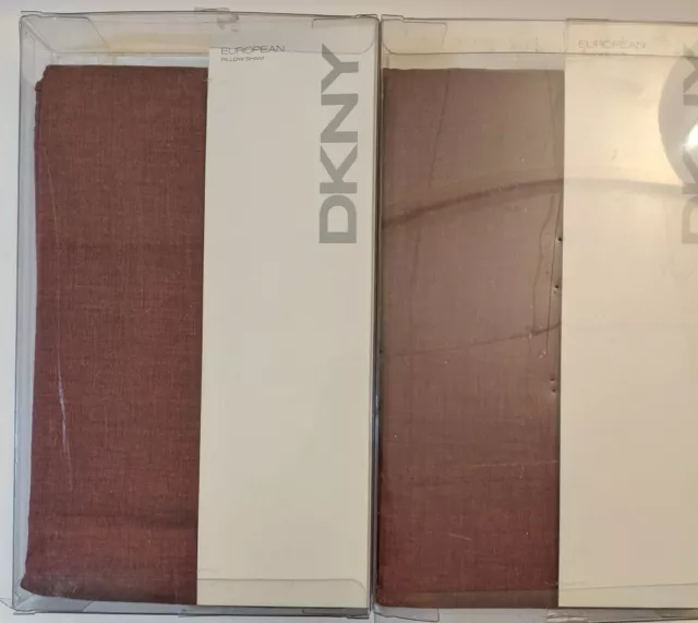 DKNY European Pillow Shams 26" x 26" set of two new in package Plum Tweed