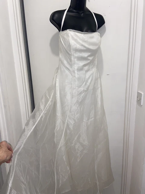Abito da sposa bianco A linea taglia 12-14 nuovo