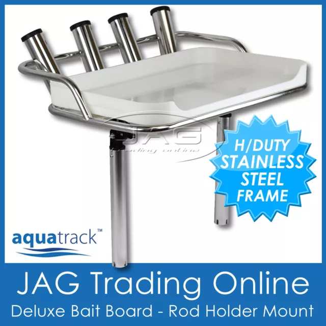 AQUATRACK DELUXE STAINLESS STEEL BAIT BOARD & ROD HOLDERS - Boat/Cutting/Fishing