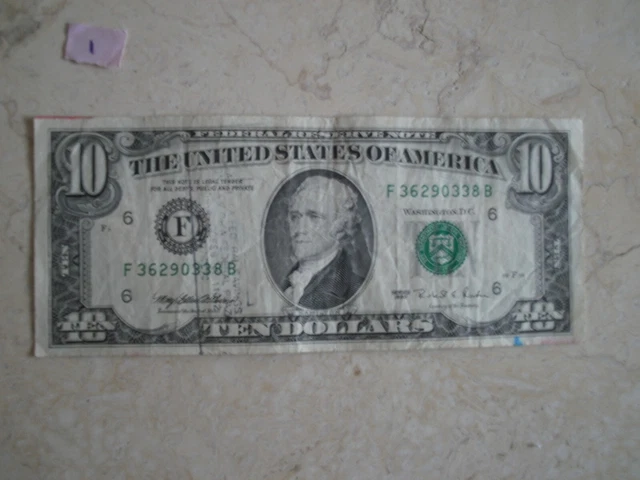 1985 $10 Ten Dollar Bill Federal Reserve Note Vintage Currency US