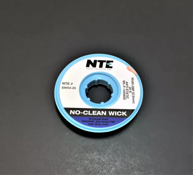 NTE SW04-25 #4 Anti Static No Clean Solder Wick - 25' - 2.5mm - MADE IN THE USA 2