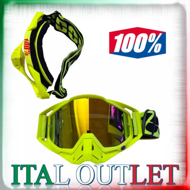 Mascherina Occhiali Maschera 100% Strata 2 Specchiati Off Road Moto Cross Enduro 3