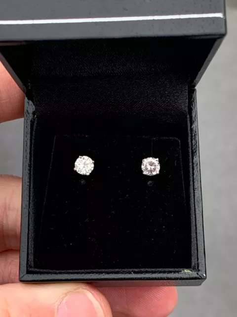 Platinum diamond 1ct stud earrings boxed