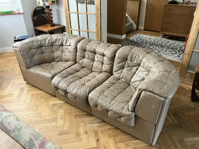 Vintage De Sede Leather Modular Sofa, DS-11, 1970s, light brown, 5 Pieces