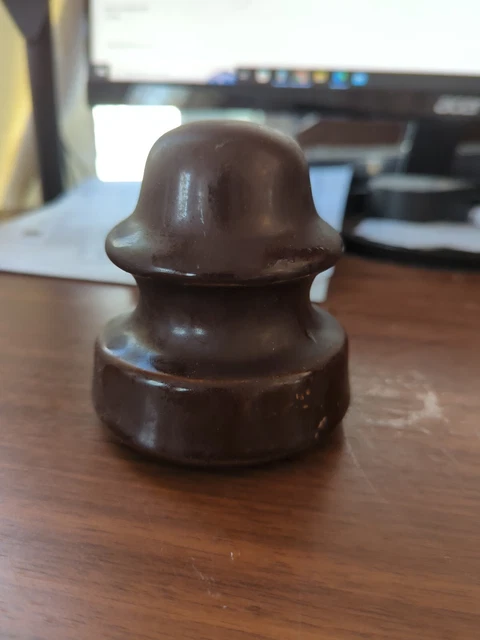 Vintage Ceramic unmarked Electric Porcelain Insulator dome Top brown
