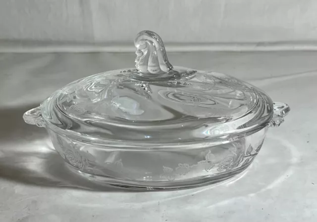 Heisey Crystal Rose Covered Lemon Dish With Lid *RARE*