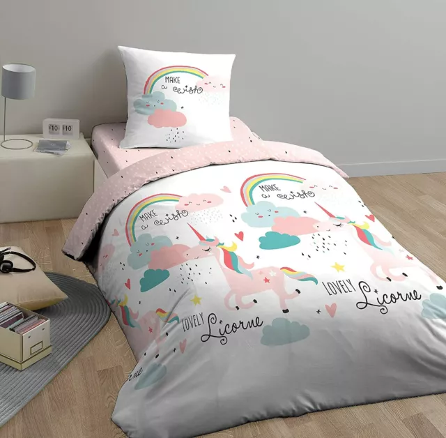 Parure Housse de Couette 140 x 200 Wish Licorne 2