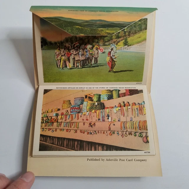 FOLDER IN THE LAND OF THE CHEROKEES Postcard ceremonial dance reservation PR